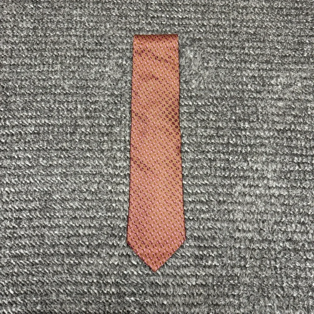 BOSS Hugo Boss‎ Mens Tie Brown Pink Geometric Patterned Formal Business
